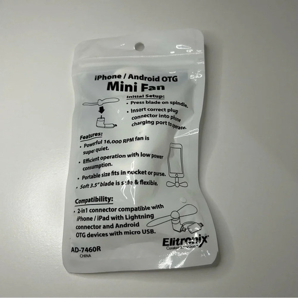 Micro Mini Phone Fan - Picture 2 of 2